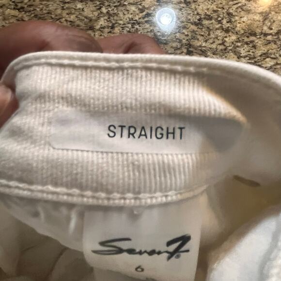 NWT Seven7 Women’s Size 6 90’s Straight Jean Cream Embroidered High Rise Floral - Picture 10 of 11